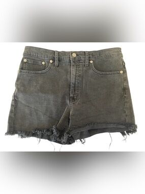 Madewell Women's High Rise Distressed Black Denim Cutoff Shorts Size 29